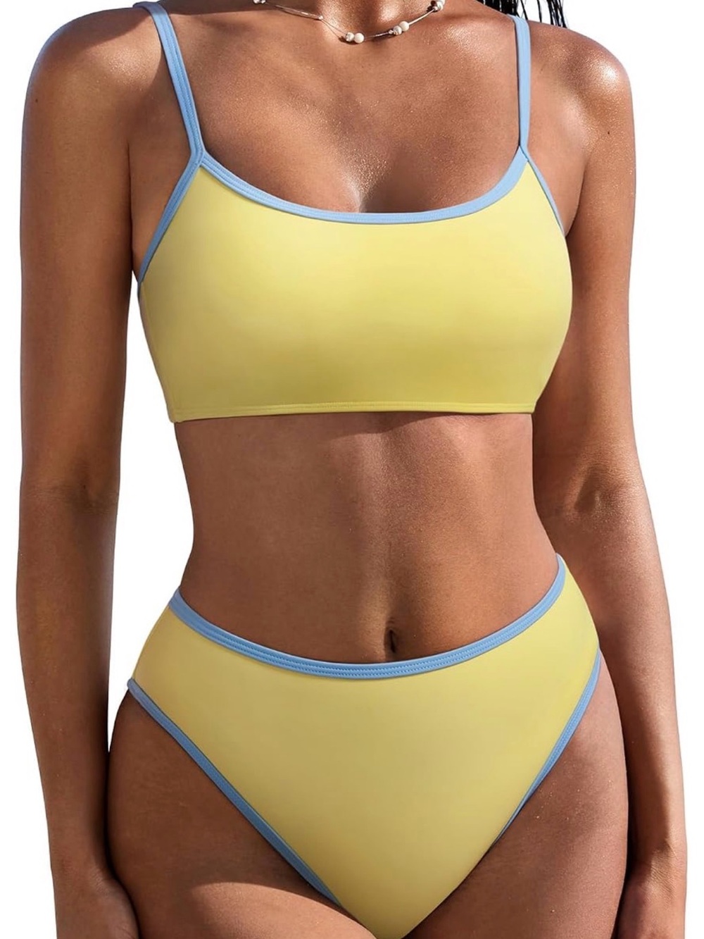 Yellow High Waisted Bikini Swim Set